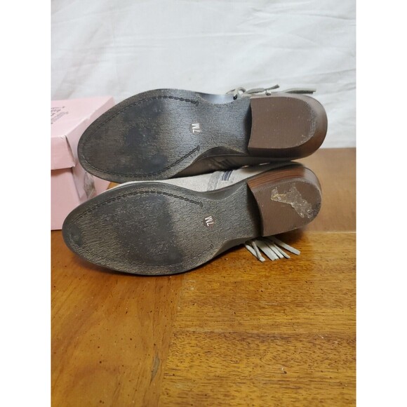 Crown Vintage Tammy Taupe Beige Fringe Suede Bootie Boots Shoes Size 7 - Picture 8 of 8